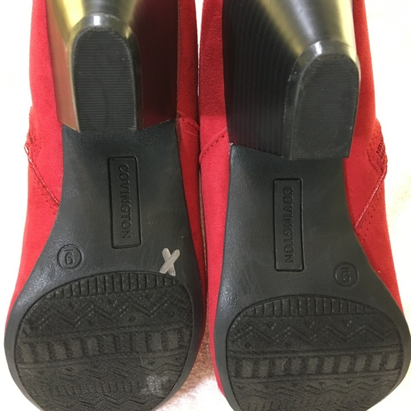 SOLD ~ Covington Susan Red Suede Booties NWOT - Picture 4 of 8